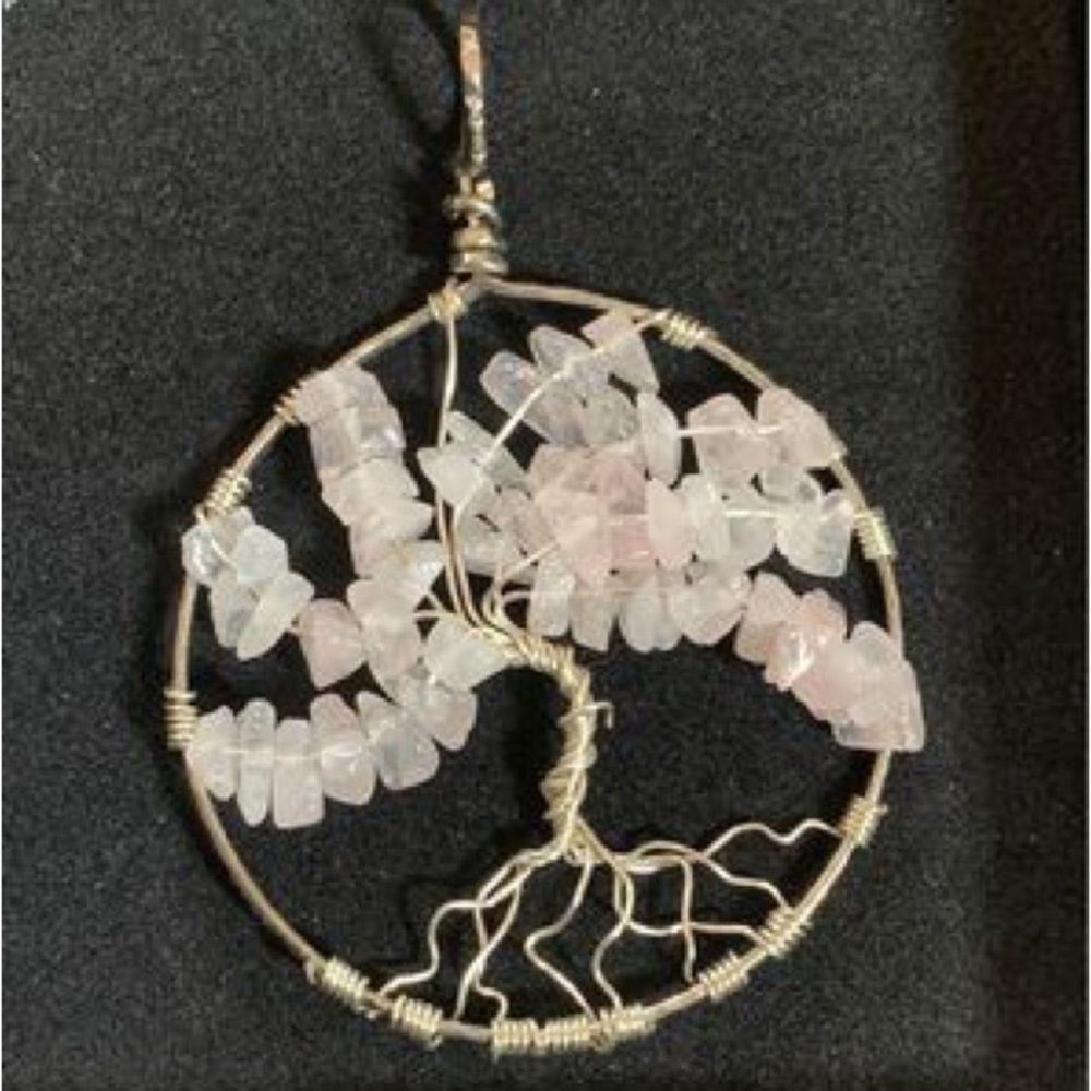 Rose Quartz Tree of Life Wire Pendant